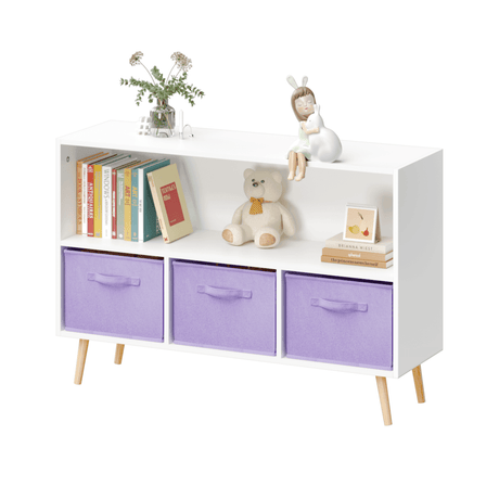 Children’s MDF Bookcase With Collapsible Fabric Drawers - Sleep Galleria