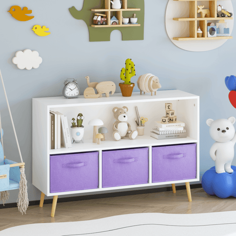 Children’s MDF Bookcase With Collapsible Fabric Drawers - Sleep Galleria