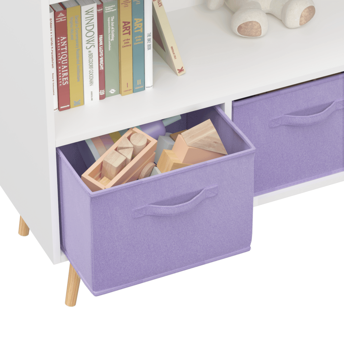 Children’s MDF Bookcase With Collapsible Fabric Drawers - Sleep Galleria