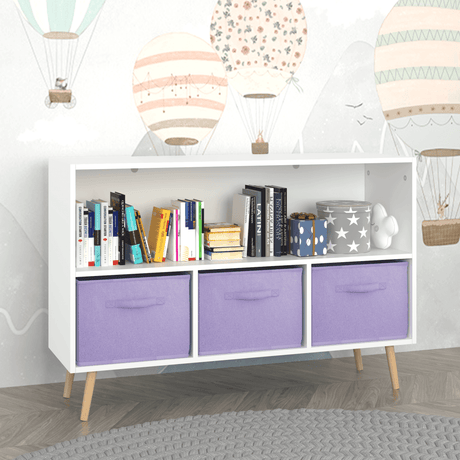 Children’s MDF Bookcase With Collapsible Fabric Drawers - Sleep Galleria