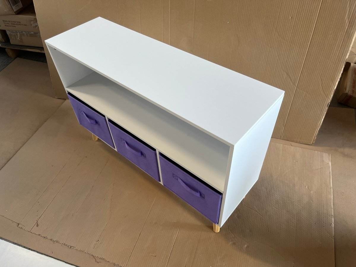 Children’s MDF Bookcase With Collapsible Fabric Drawers - Sleep Galleria