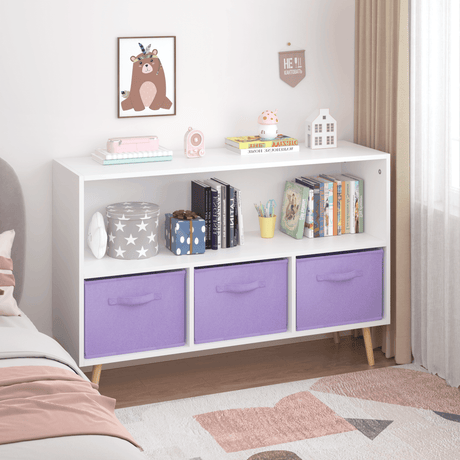 Children’s MDF Bookcase With Collapsible Fabric Drawers - Sleep Galleria