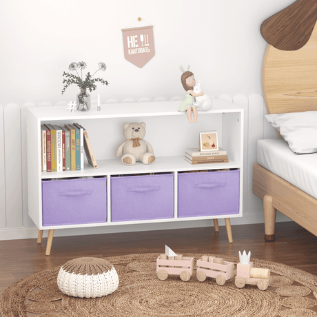 Children’s MDF Bookcase With Collapsible Fabric Drawers - Sleep Galleria