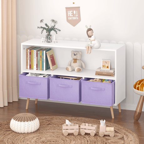 Children’s MDF Bookcase With Collapsible Fabric Drawers - Sleep Galleria
