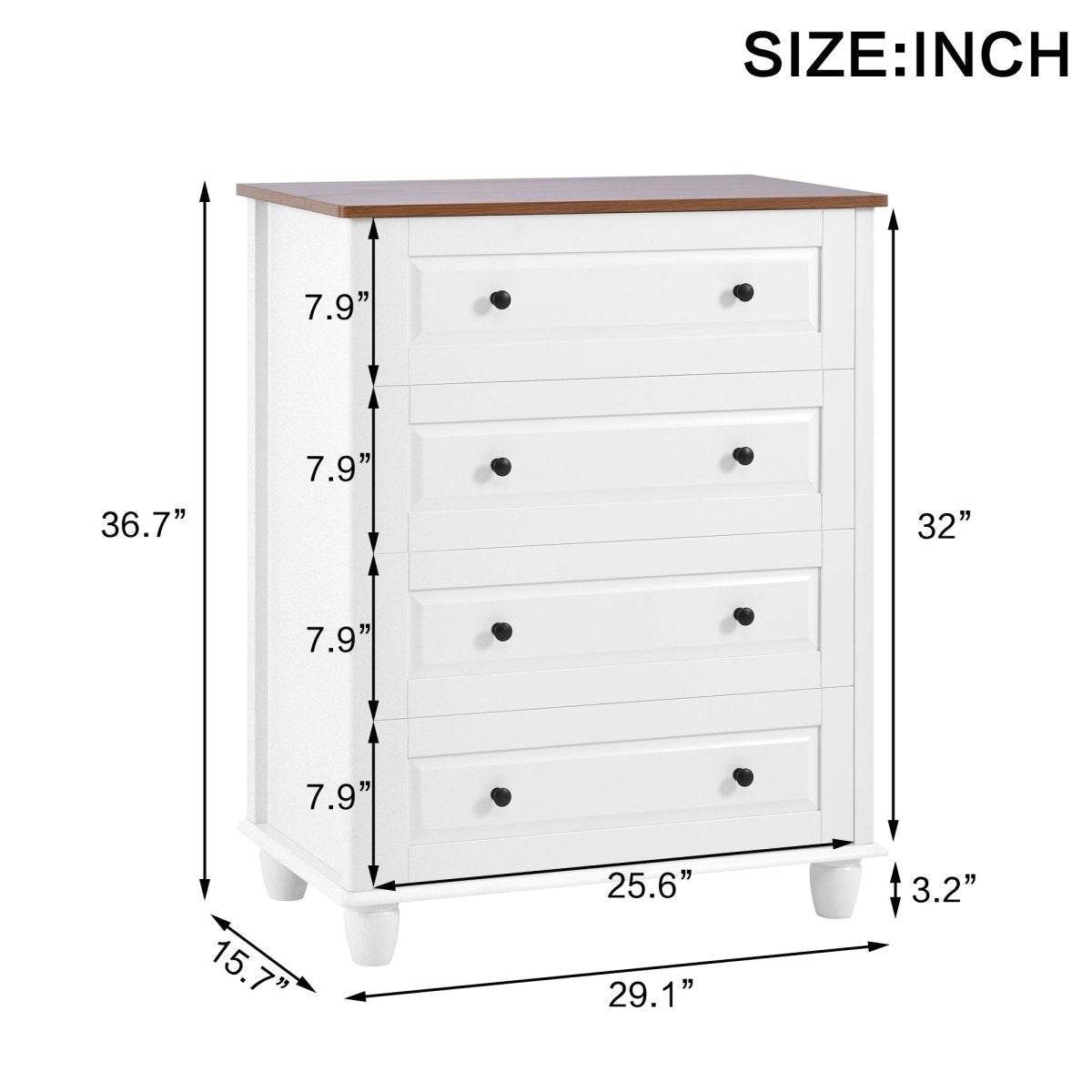 Classic Ivory White 4-Drawer Wood Dresser Chest - Sleep Galleria