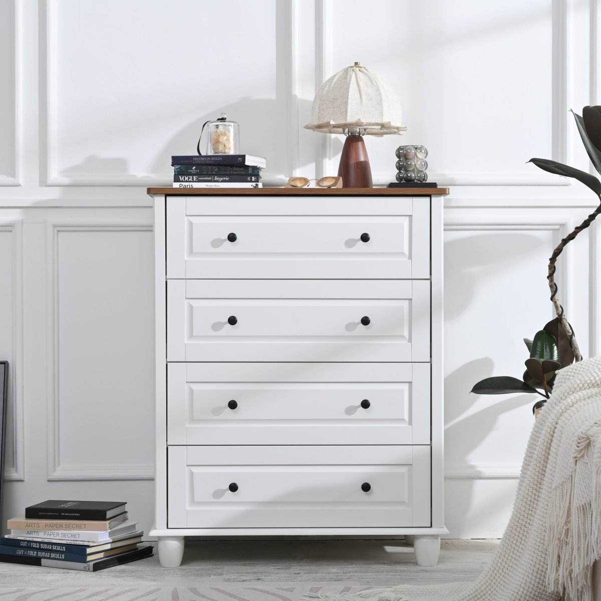 Classic Ivory White 4-Drawer Wood Dresser Chest - Sleep Galleria