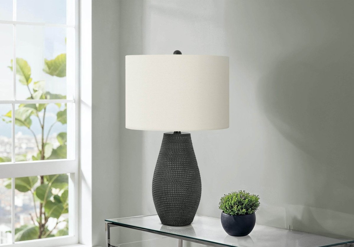 Contemporary 24-Inch Black Resin Table Lamp - Sleep Galleria