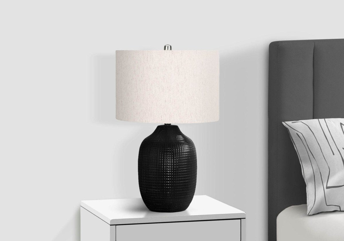 Contemporary Black Ceramic Ginger Jar Table Lamp - Sleep Galleria