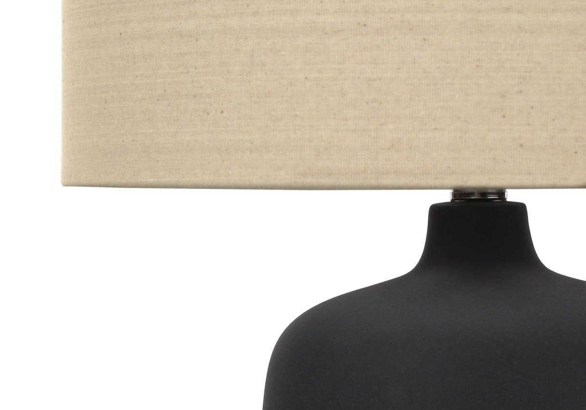 Contemporary Black Ceramic Table Lamp With Linen Shade - Sleep Galleria