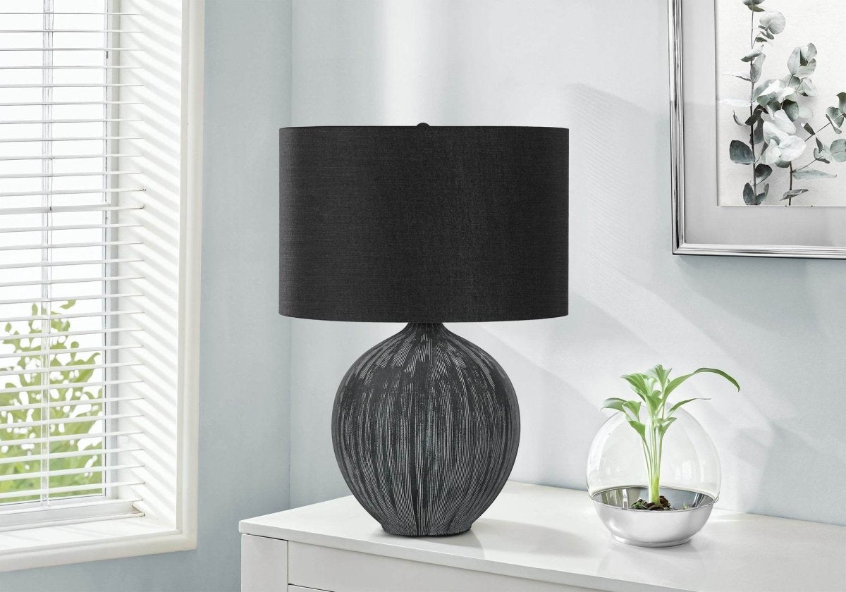 Contemporary Black Ceramic Table Lamp With Shade - Sleep Galleria