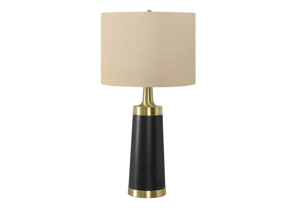 Contemporary Black Metal Table Lamp With Linen Shade - Sleep Galleria