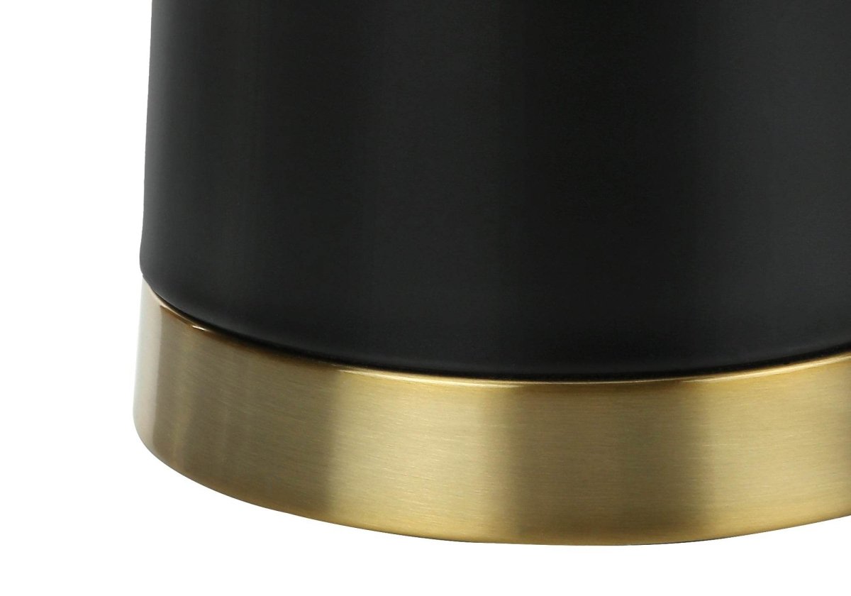 Contemporary Black Metal Table Lamp With Linen Shade - Sleep Galleria