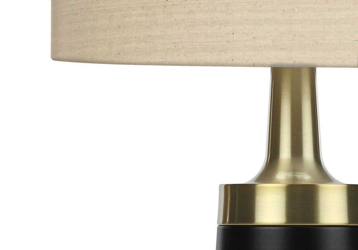 Contemporary Black Metal Table Lamp With Linen Shade - Sleep Galleria