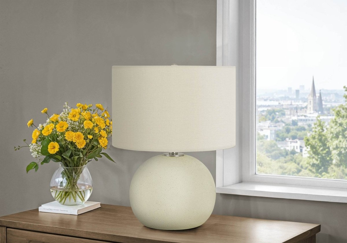 Contemporary Cream Ceramic Globe Table Lamp 18-Inch - Sleep Galleria