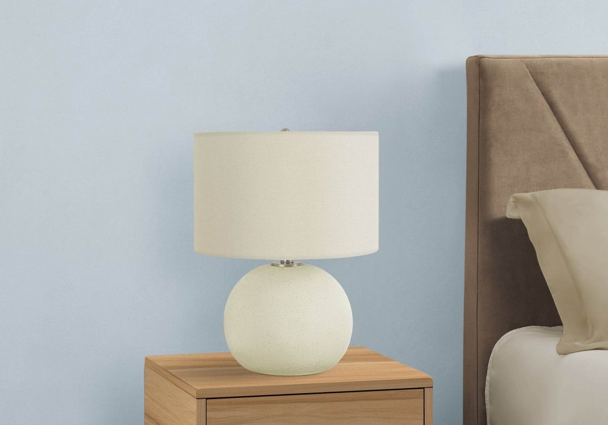 Contemporary Cream Ceramic Globe Table Lamp 18-Inch - Sleep Galleria