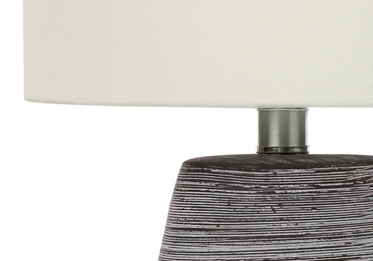Contemporary Grey Ceramic Table Lamp With Ivory Shade - Sleep Galleria