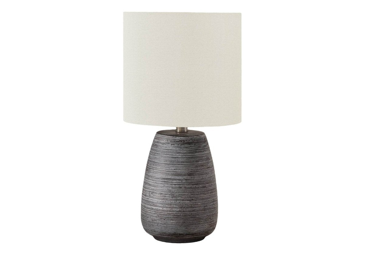 Contemporary Grey Ceramic Table Lamp With Ivory Shade - Sleep Galleria