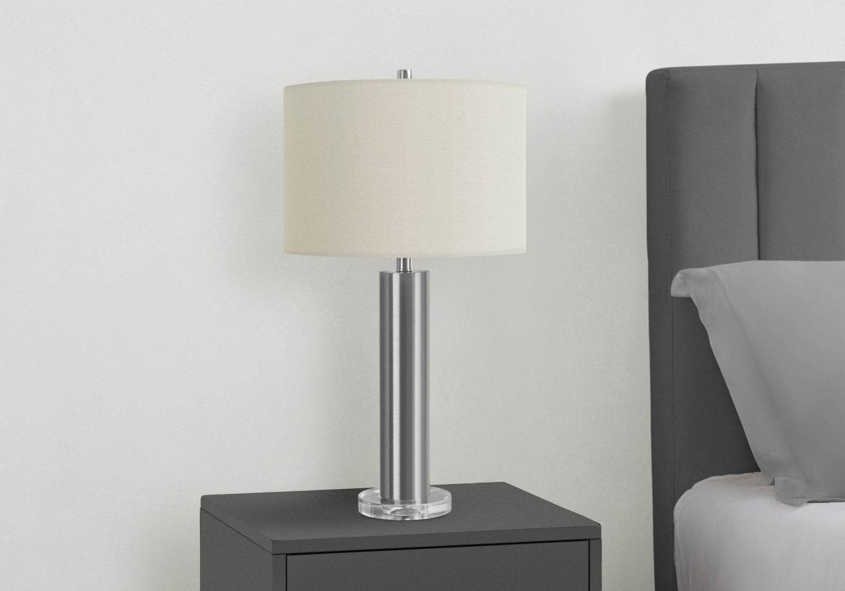 Contemporary Nickel Metal Acrylic Base Table Lamp - Sleep Galleria