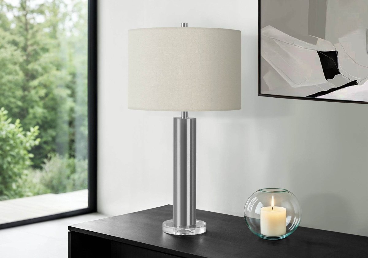 Contemporary Nickel Metal Acrylic Base Table Lamp - Sleep Galleria