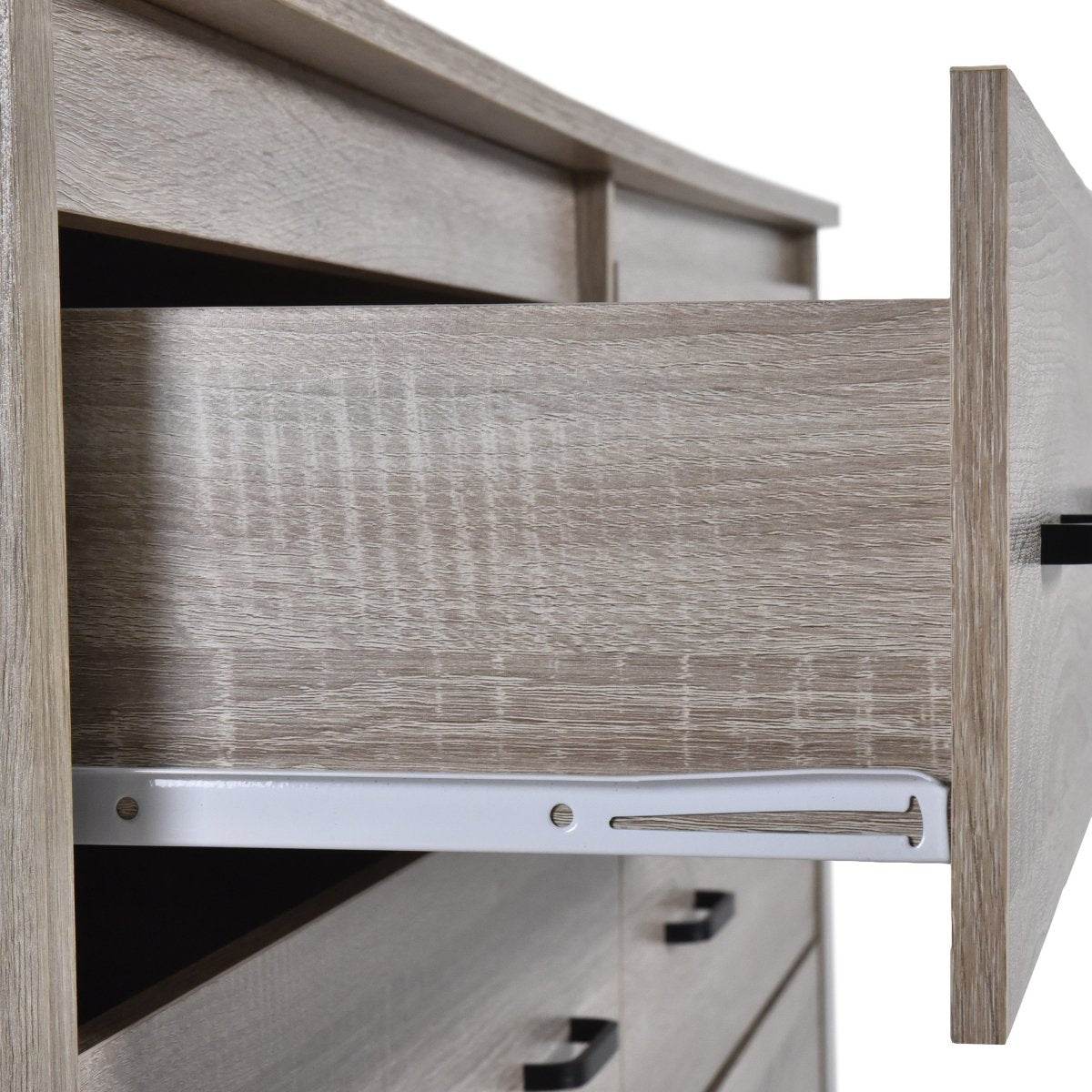 Contemporary Oak Six Drawer Particle Board Dresser - Sleep Galleria