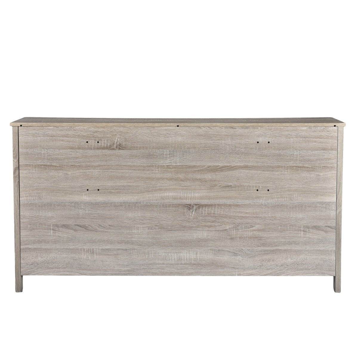 Contemporary Oak Six Drawer Particle Board Dresser - Sleep Galleria