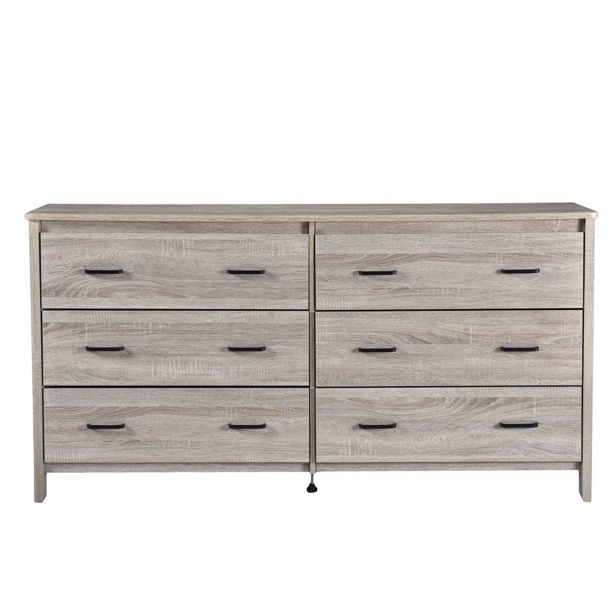 Contemporary Oak Six Drawer Particle Board Dresser - Sleep Galleria