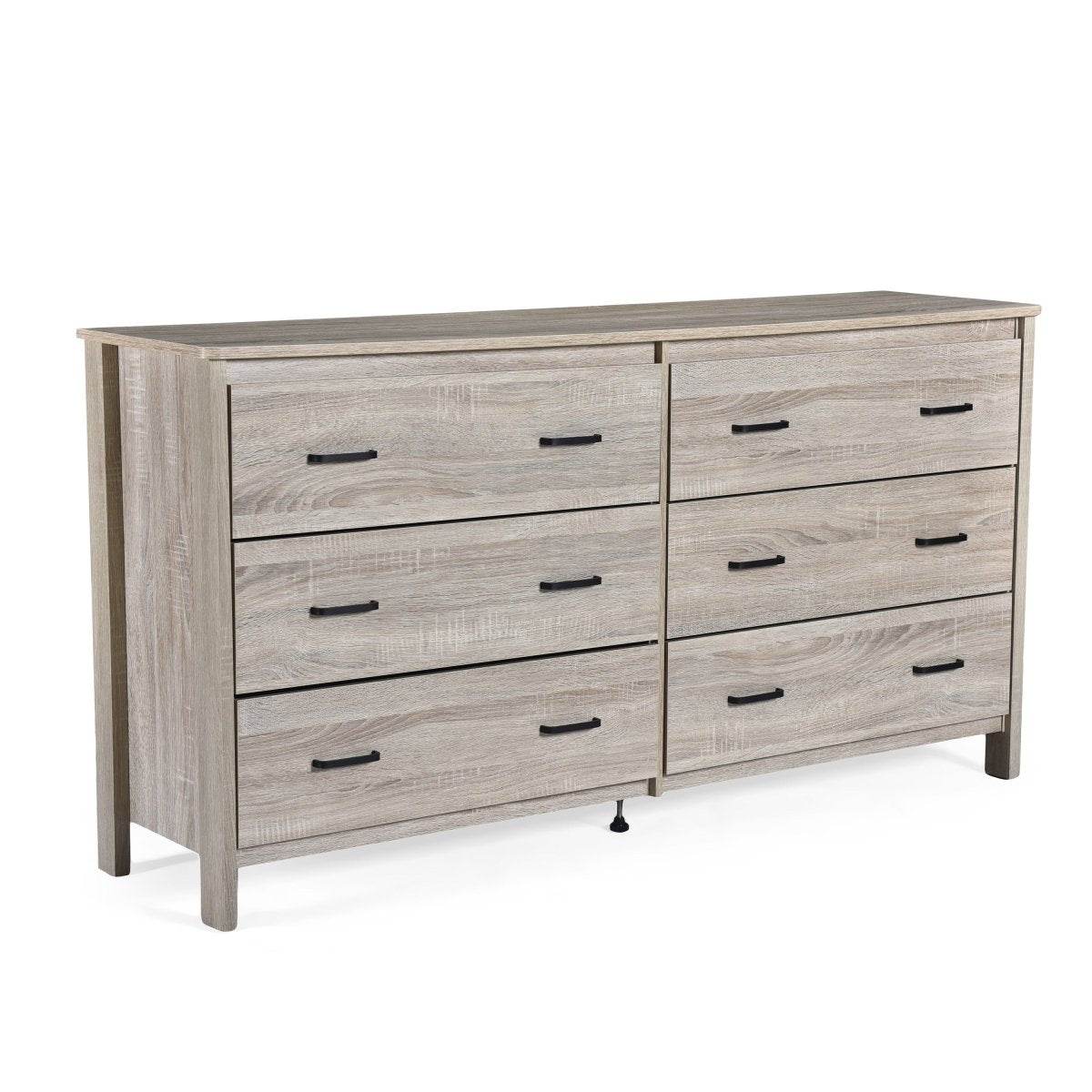 Contemporary Oak Six Drawer Particle Board Dresser - Sleep Galleria