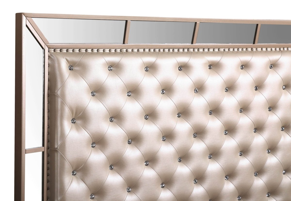Contemporary Pearl Off White Particle Board Full Bed Frame - Serenova - Omega Lifestyles