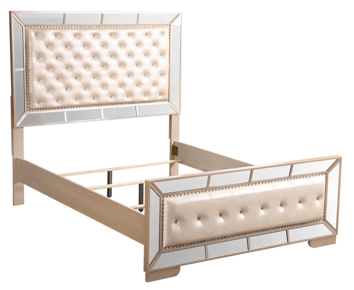 Contemporary Pearl Off White Particle Board Full Bed Frame - Serenova - Omega Lifestyles