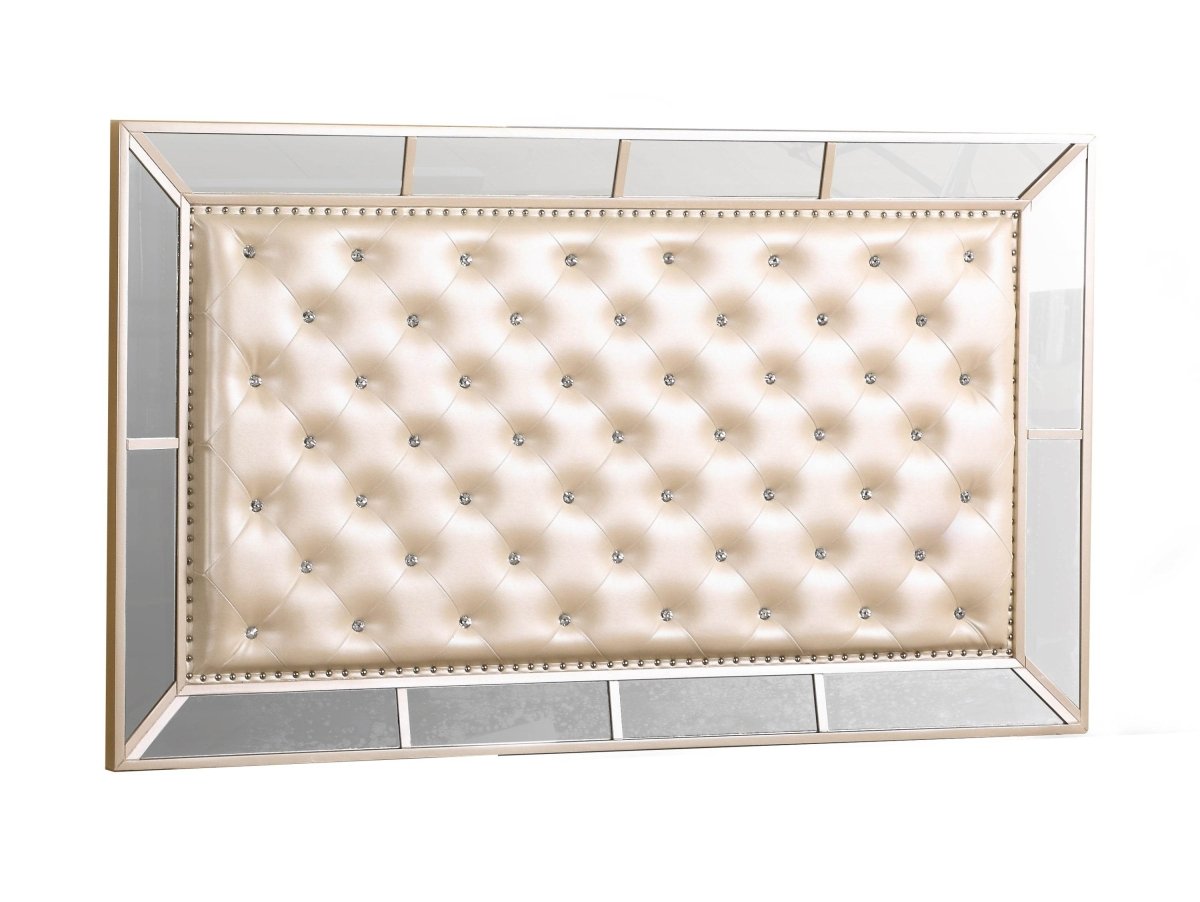 Contemporary Pearl Off White Particle Board Full Bed Frame - Serenova - Omega Lifestyles