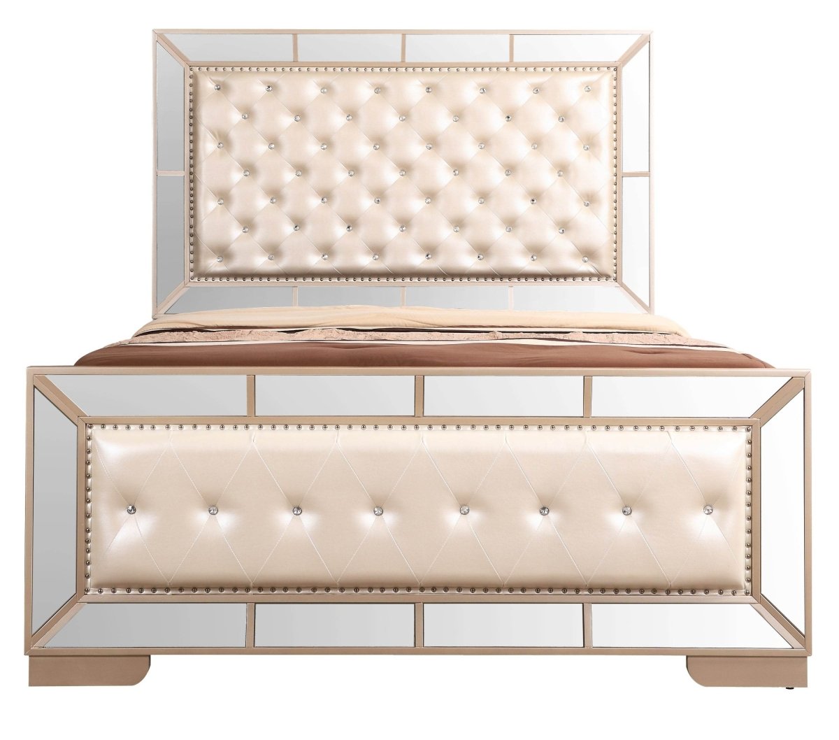 Contemporary Pearl Off White Particle Board Full Bed Frame - Serenova - Omega Lifestyles
