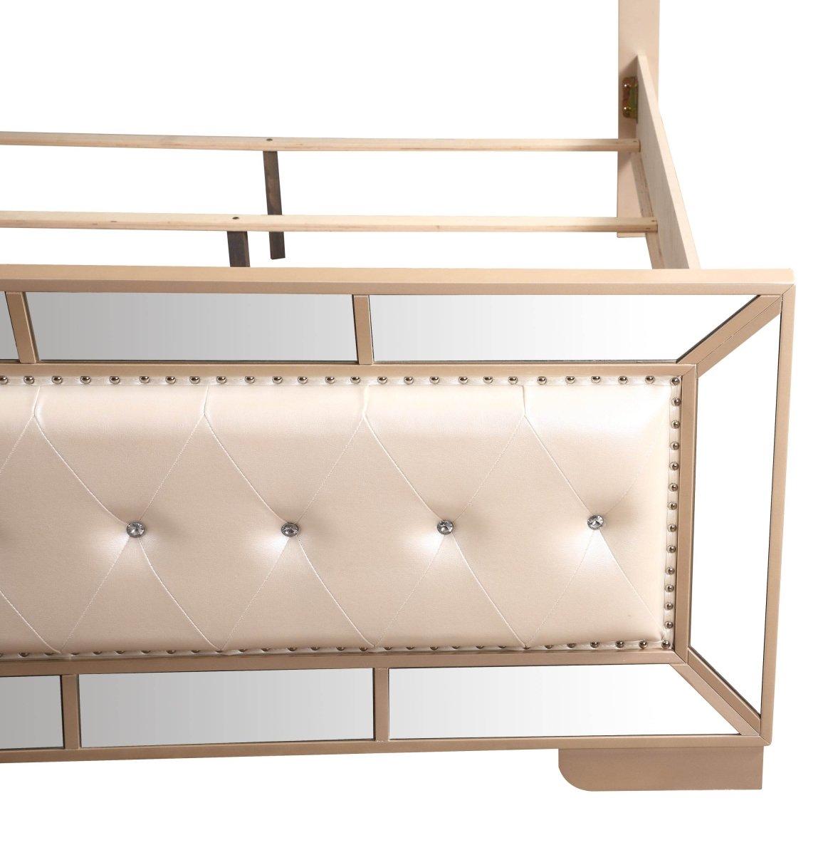 Contemporary Pearl Off White Particle Board Full Bed Frame - Serenova - Omega Lifestyles
