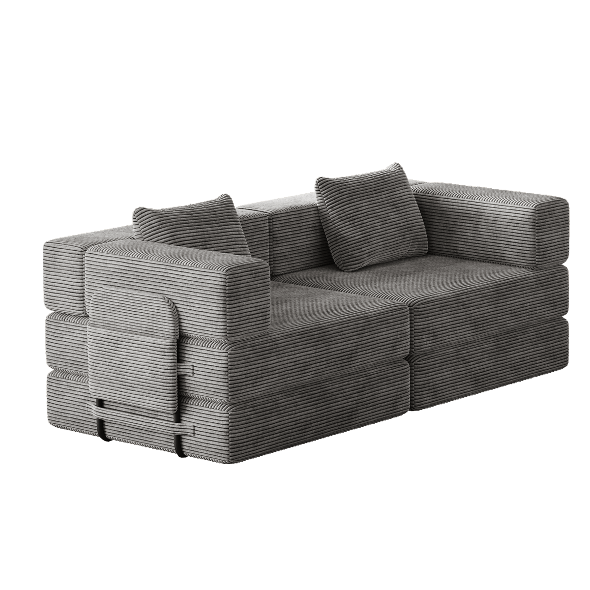Convertible Corduroy Fabric 2 - Seat Sofa Bed With Storage Pockets - Serenova - Omega Lifestyles