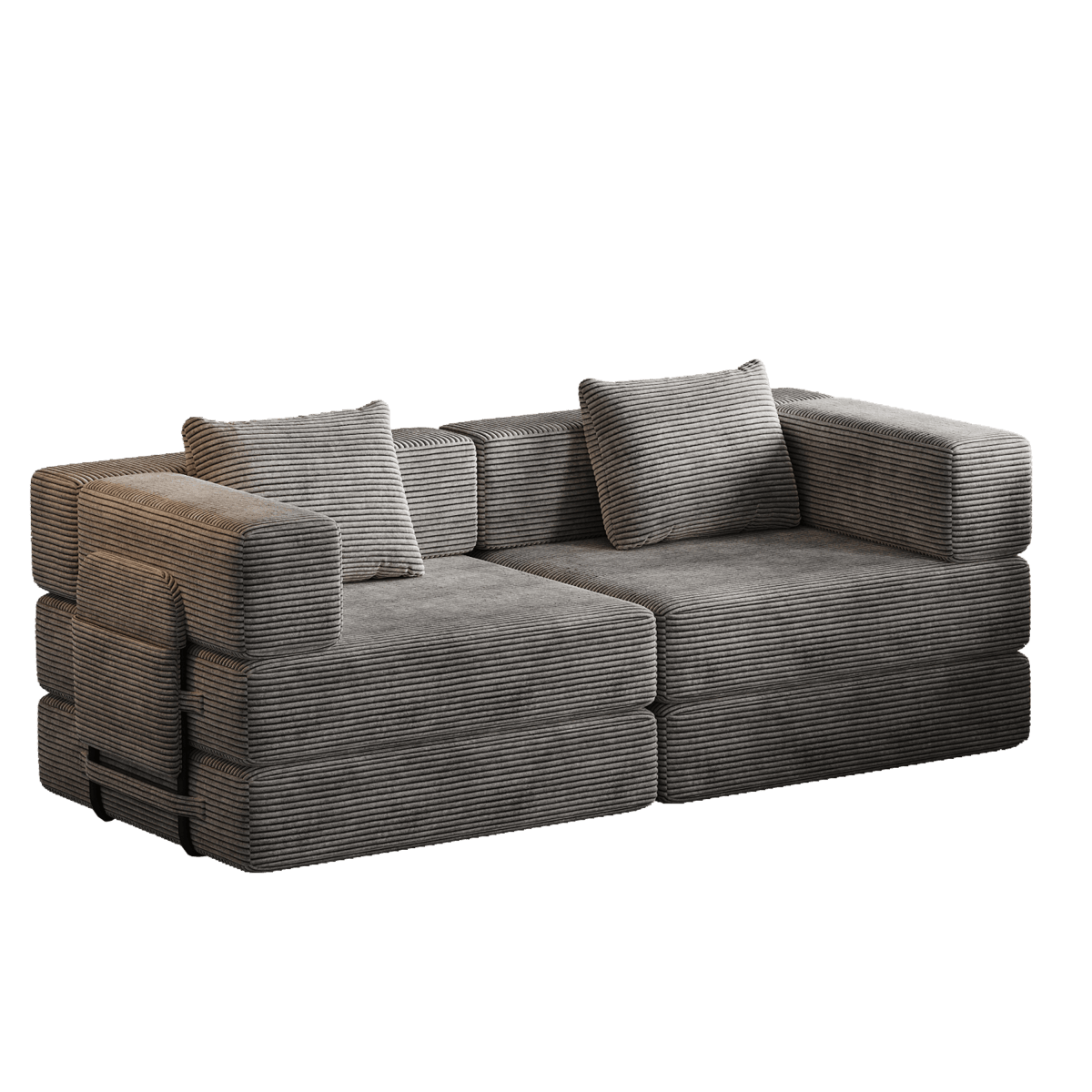 Convertible Corduroy Fabric 2 - Seat Sofa Bed With Storage Pockets - Serenova - Omega Lifestyles