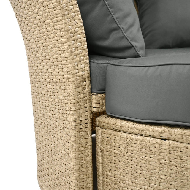 Convertible Grey Waterproof Rattan Outdoor Patio Daybed - Omega Lifestyles