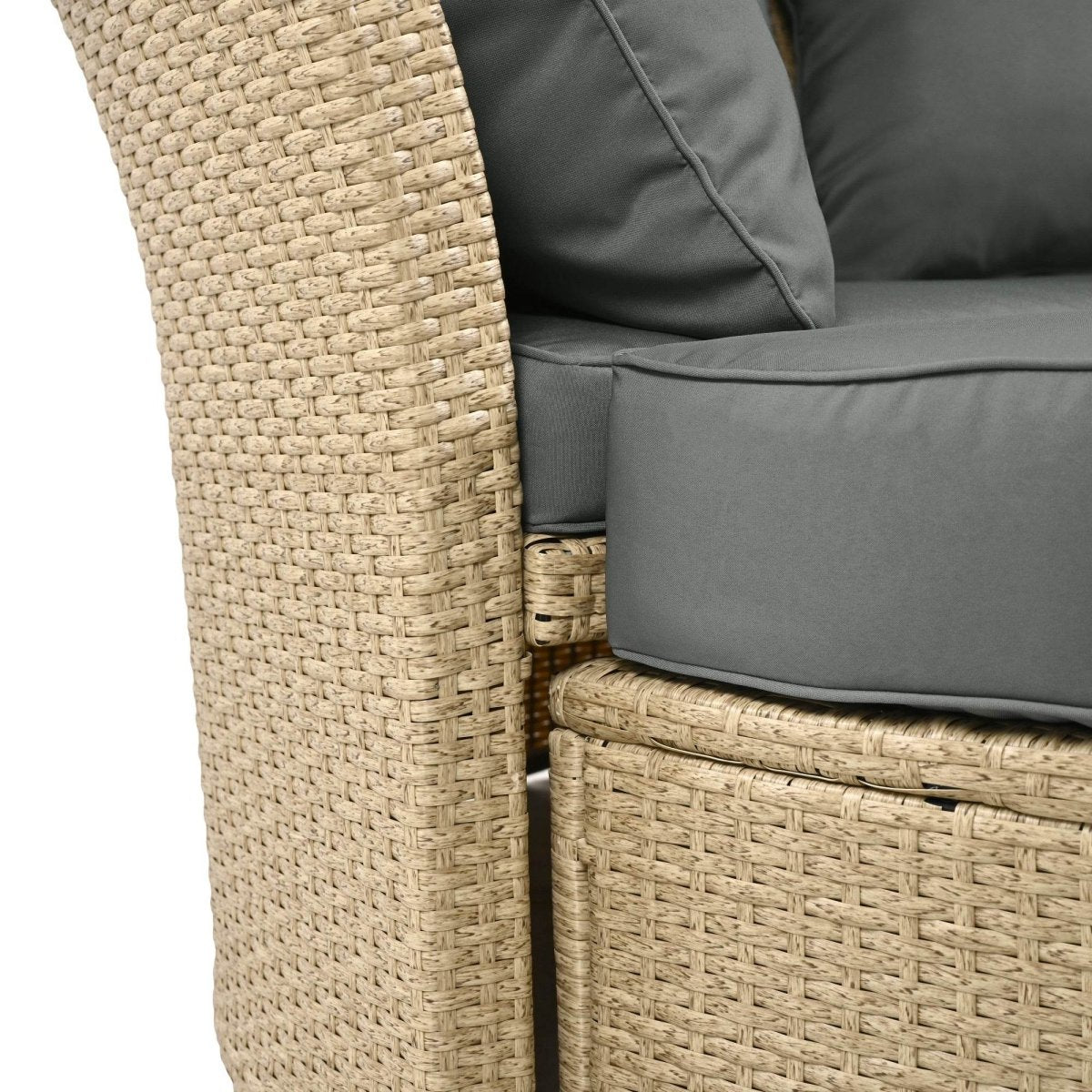 Convertible Grey Waterproof Rattan Outdoor Patio Daybed - Serenova - Omega Lifestyles