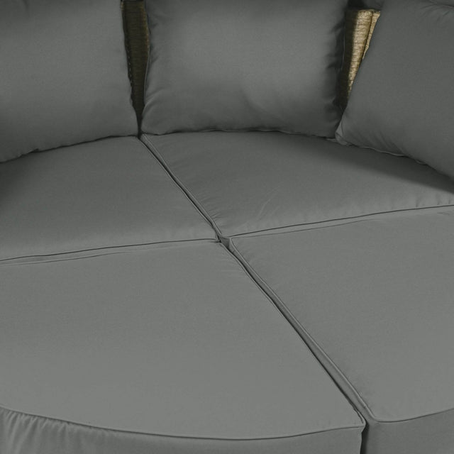 Convertible Grey Waterproof Rattan Outdoor Patio Daybed - Omega Lifestyles