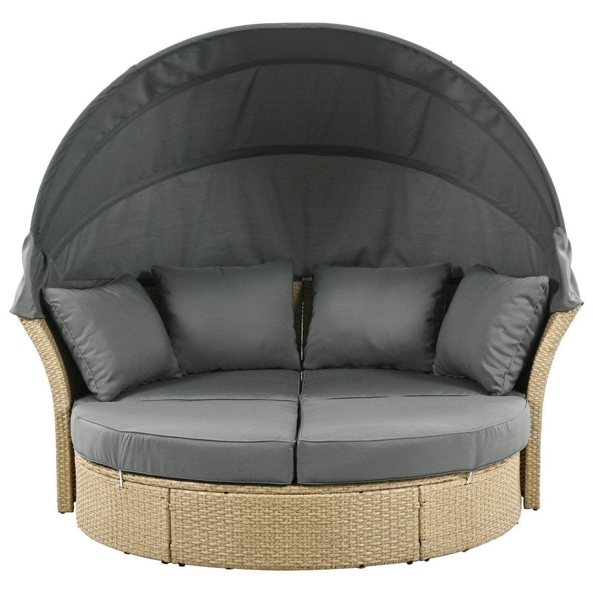 Convertible Grey Waterproof Rattan Outdoor Patio Daybed - Serenova - Omega Lifestyles