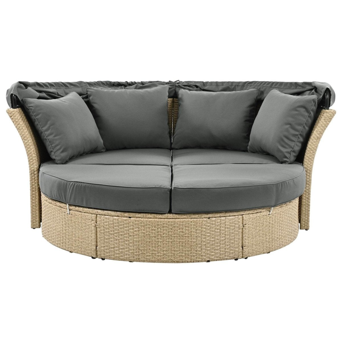 Convertible Grey Waterproof Rattan Outdoor Patio Daybed - Serenova - Omega Lifestyles