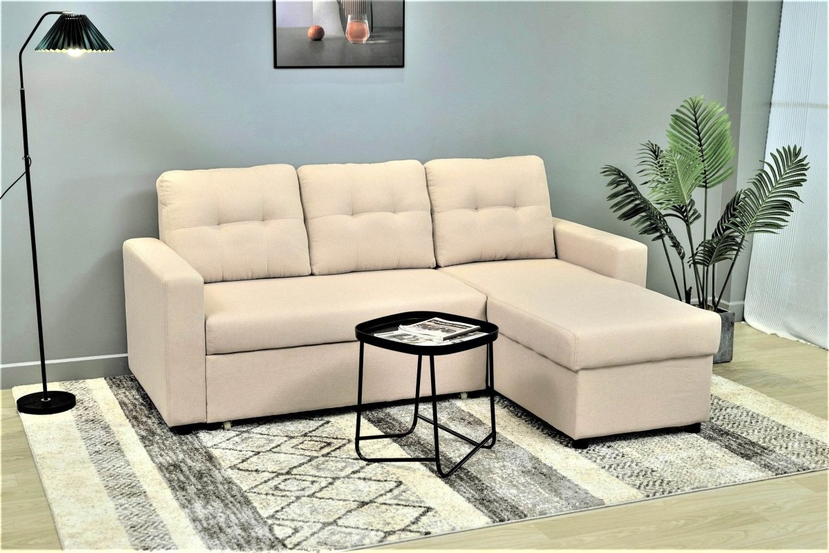 Convertible L - Shaped Medium - Firm Polyester Sleeper Sofa Bed - Serenova - Omega Lifestyles