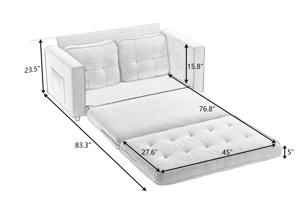 Convertible Velvet Futon Sofa Bed With Storage Pockets - Serenova - Omega Lifestyles