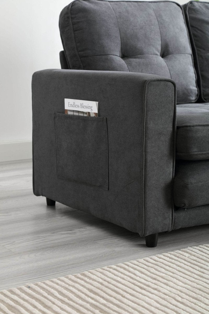 Convertible Velvet Futon Sofa Bed With Storage Pockets - Serenova - Omega Lifestyles