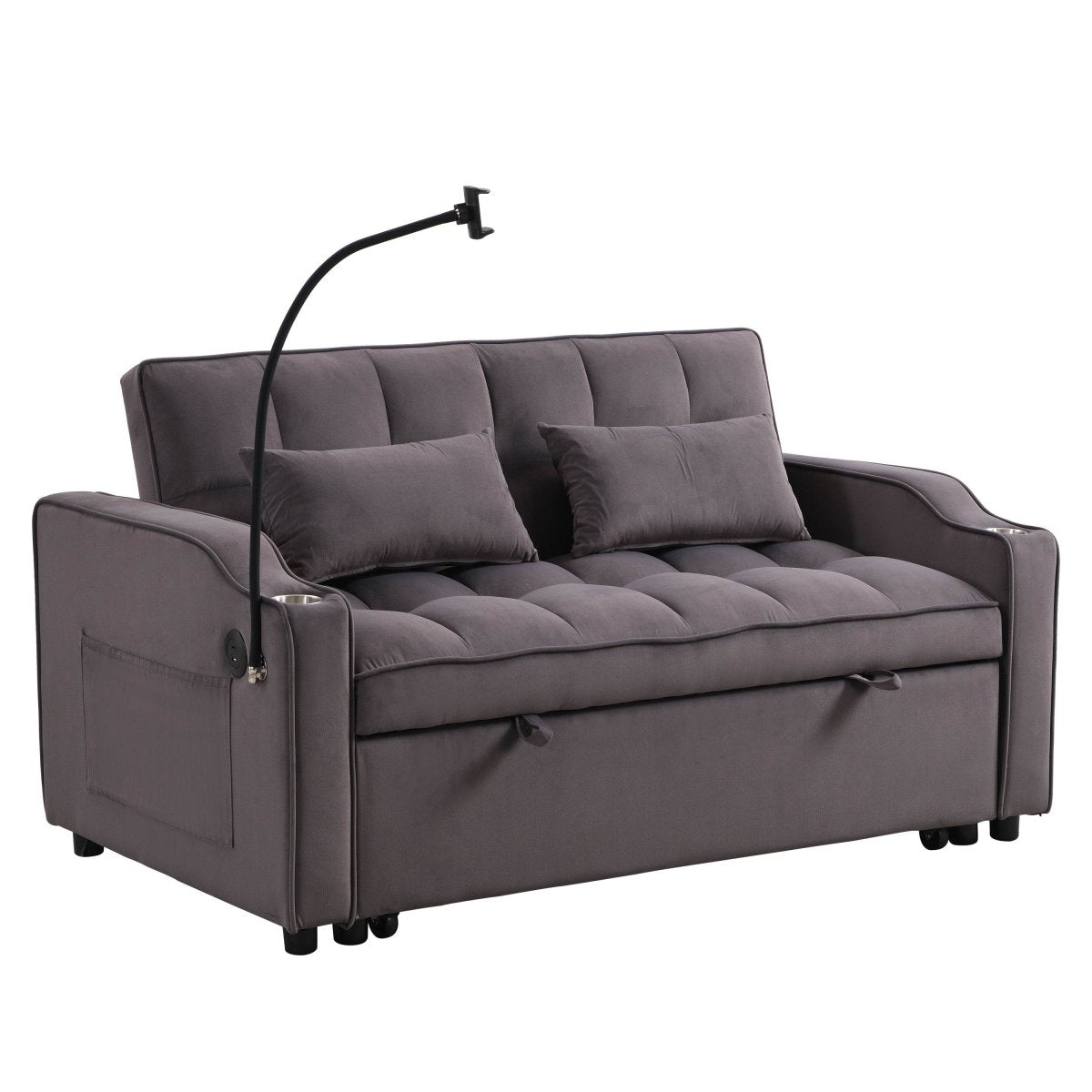 Convertible Velvet Sofa Bed With USB Ports And Trundle - Sleep Galleria