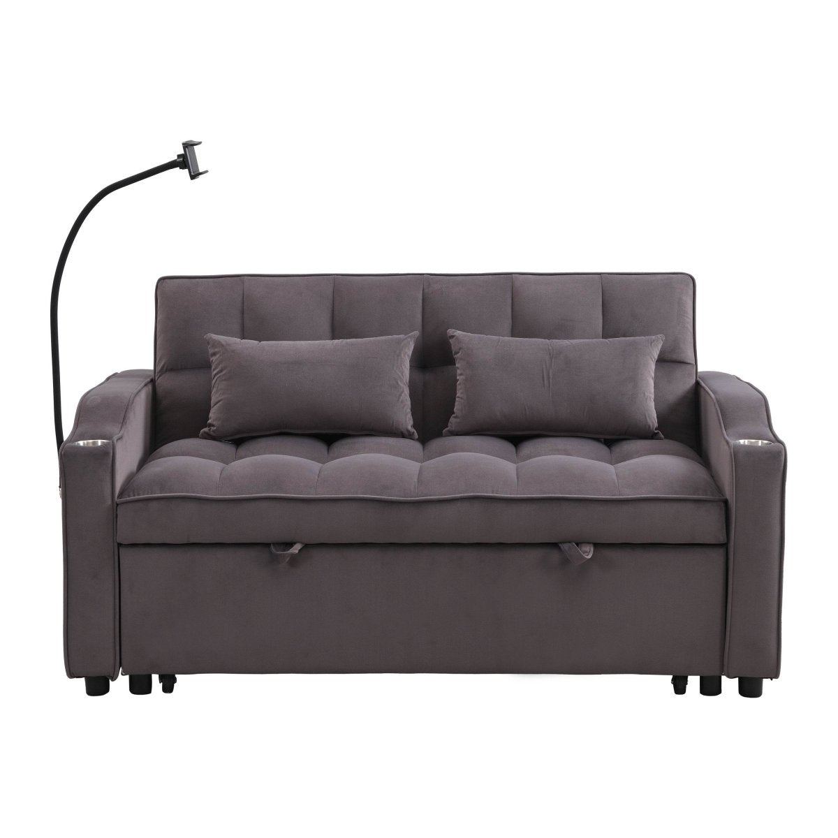 Convertible Velvet Sofa Bed With USB Ports And Trundle - Sleep Galleria