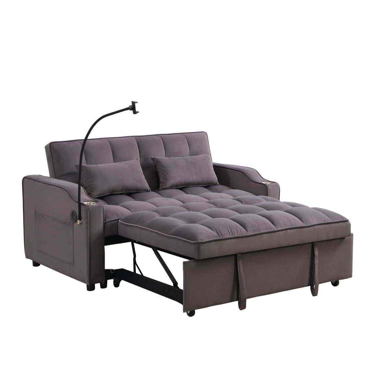 Convertible Velvet Sofa Bed With USB Ports And Trundle - Sleep Galleria