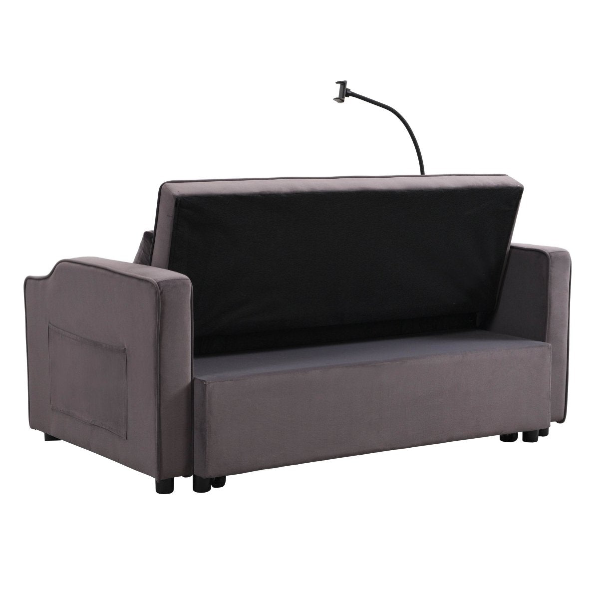 Convertible Velvet Sofa Bed With USB Ports And Trundle - Sleep Galleria