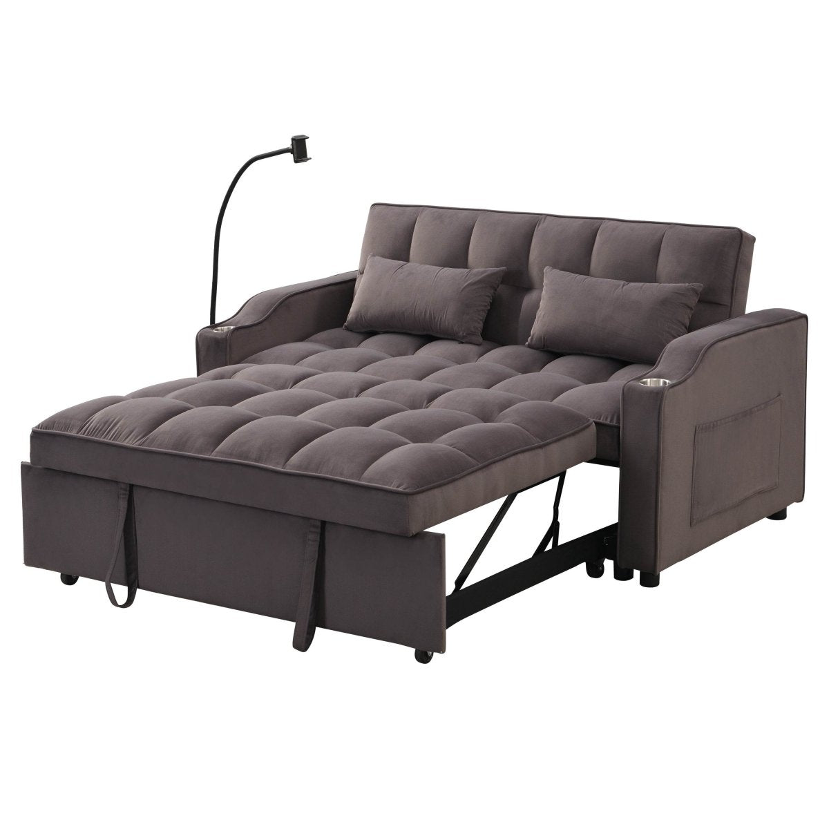 Convertible Velvet Sofa Bed With USB Ports And Trundle - Sleep Galleria