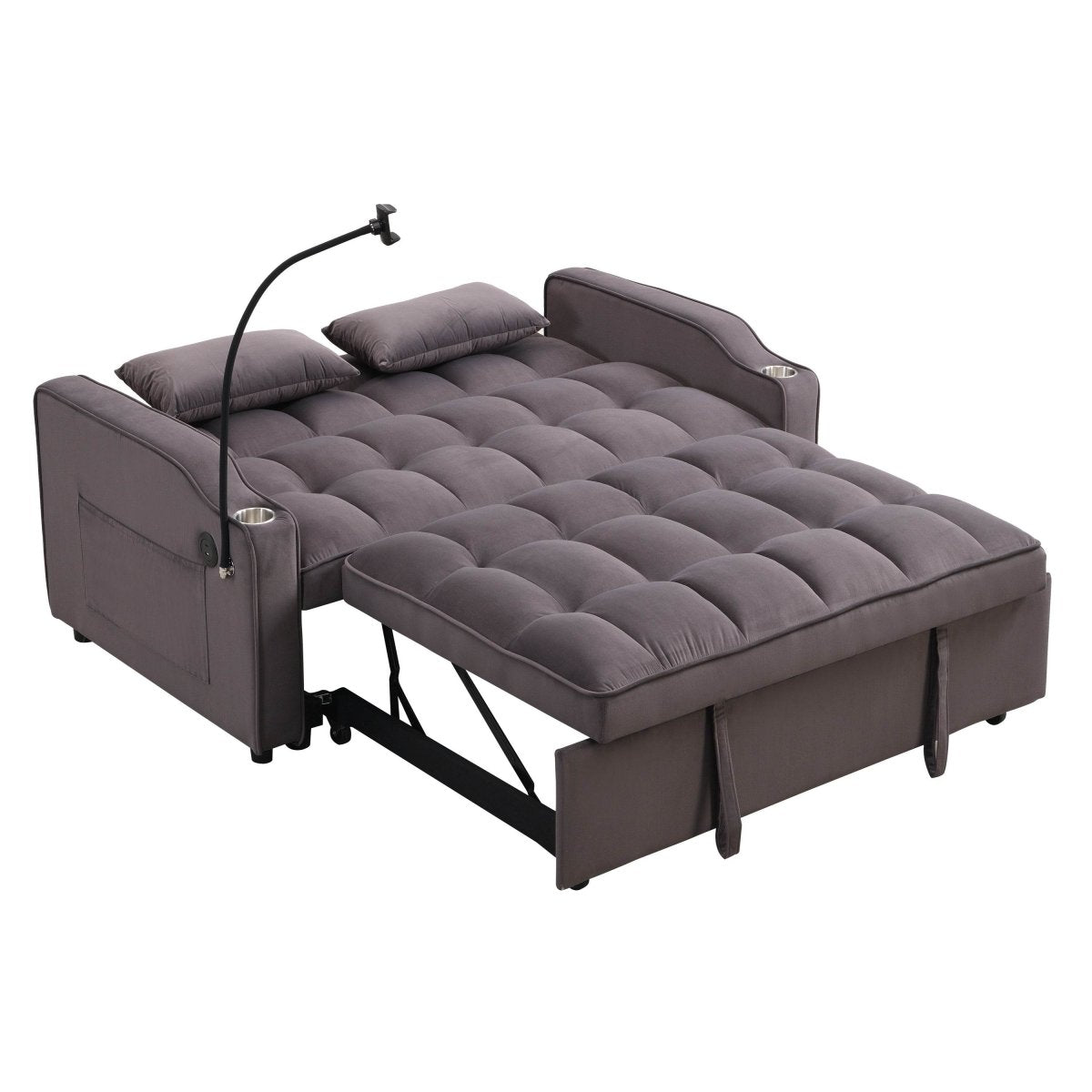 Convertible Velvet Sofa Bed With USB Ports And Trundle - Sleep Galleria