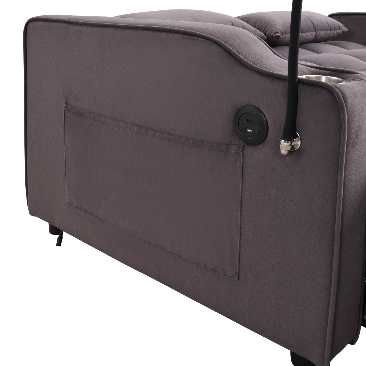 Convertible Velvet Sofa Bed With USB Ports And Trundle - Sleep Galleria
