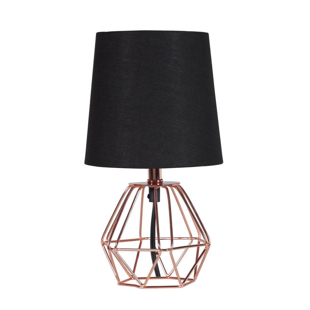 Copper Metal Geometric Table Lamp With Black Shade - Sleep Galleria